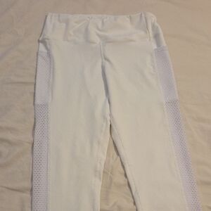 SHEIN Women White Leggings with Mesh Detail